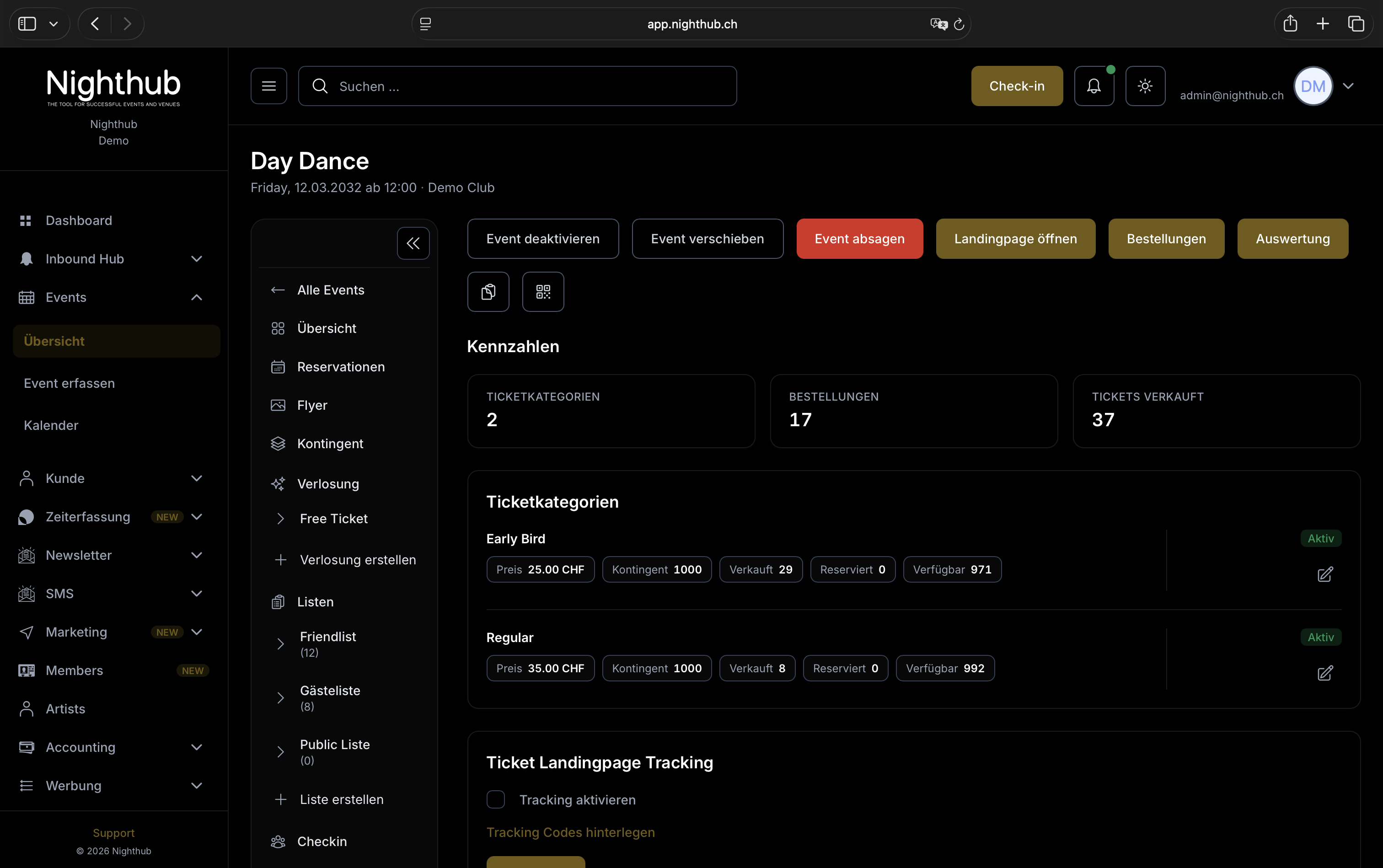 Ticket-Detail im Backoffice